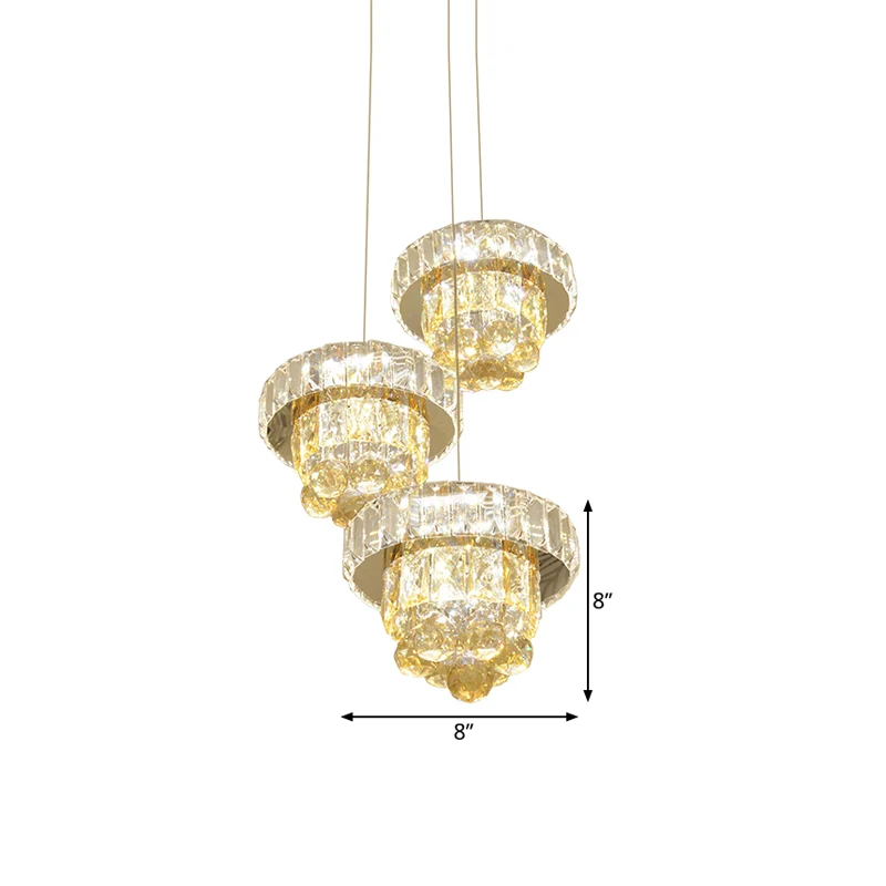 2-laags helder gefacetteerde kristallen LED-plafondlamp modernisme 3-lamps woonkamer hanglamp Clearhalo