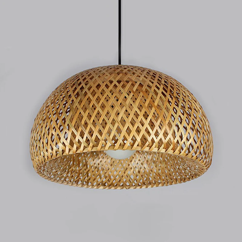 2-laags koepelvormige plafondhanglamp Eenvoud Bamboe Tea Room hanglamp met één lamp hout Clearhalo