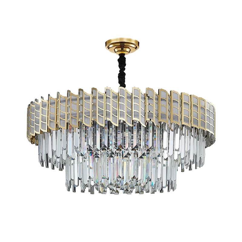 2-laags kristallen plafondhanger postmodern 9-lampen slaapkamerkroonluchterlicht goud Clearhalo