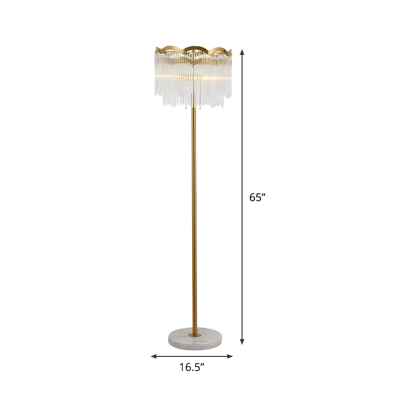 2-laags woonkamer staande lamp hedendaagse fluitkristal enkele gouden vloerverlichting Clearhalo
