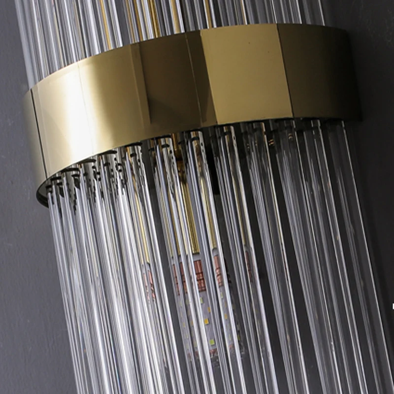 2-lichts gelaagde wandlamp moderne gouden kristallen schanslamp voor woonkamer Clearhalo