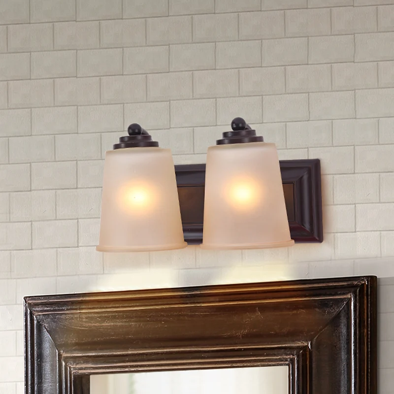 2-lichts taps toelopende wandlamp traditionalisme zwart matglazen wandkandelaar lichtarmatuur Clearhalo