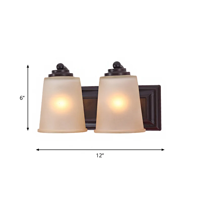 2-lichts taps toelopende wandlamp traditionalisme zwart matglazen wandkandelaar lichtarmatuur Clearhalo