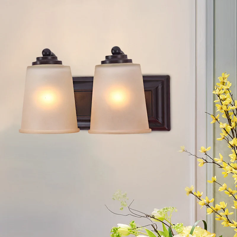 2-lichts taps toelopende wandlamp traditionalisme zwart matglazen wandkandelaar lichtarmatuur Clearhalo