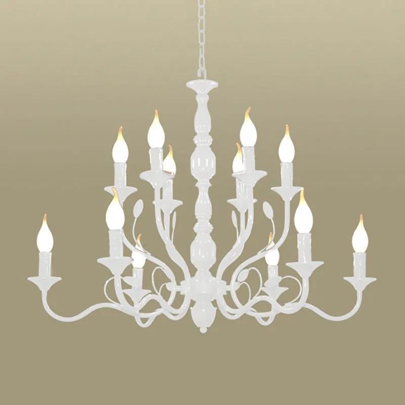 2-Tier Kaars Woonkamer Kroonluchter Verlichting Traditioneel Metaal 10/12/16 Hoofden Witte Hangende Hanglamp Clearhalo