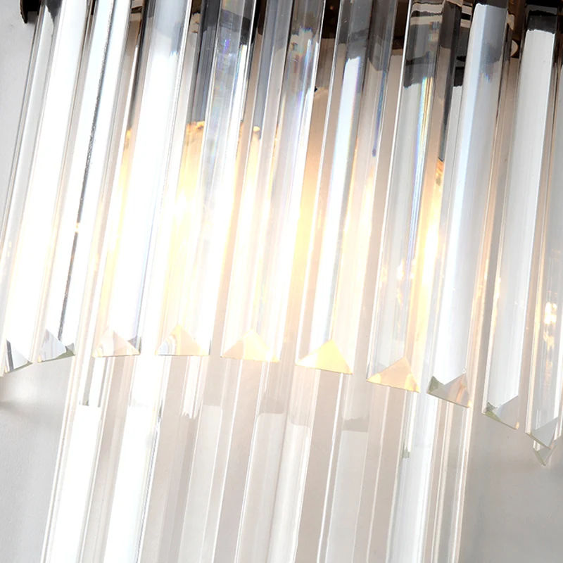 2-tier prisma wandmontage lamp modern helder kristal 2 lampen keuken zwarte muurverlichting met halve cilinder kap Clearhalo
