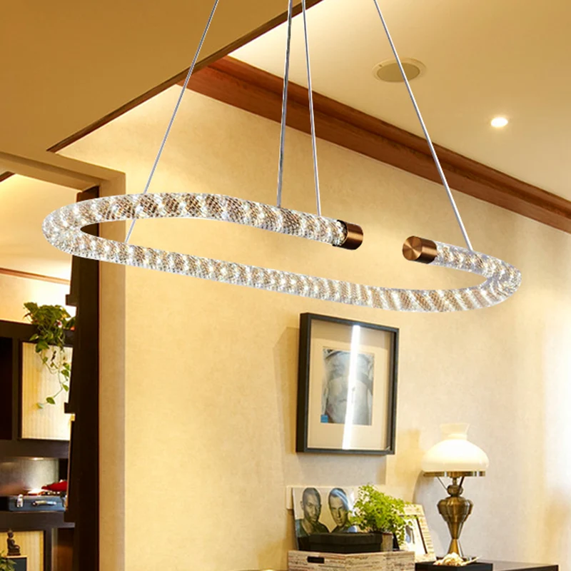 31,5" brede LED-keukenhangende gouden plafondkroonluchter met kristallen kap van touw Clearhalo