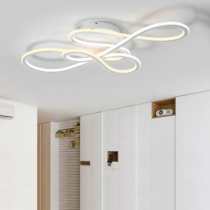 31,5"/39" brede gedraaide semi-inbouwlamp moderne acryl LED woonkamer plafondlamp binnen warm buiten wit / binnen wit buit...