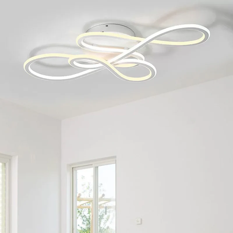 31,5"/39" brede gedraaide semi-inbouwlamp moderne acryl LED woonkamer plafondlamp binnen warm buiten wit / binnen wit buit...