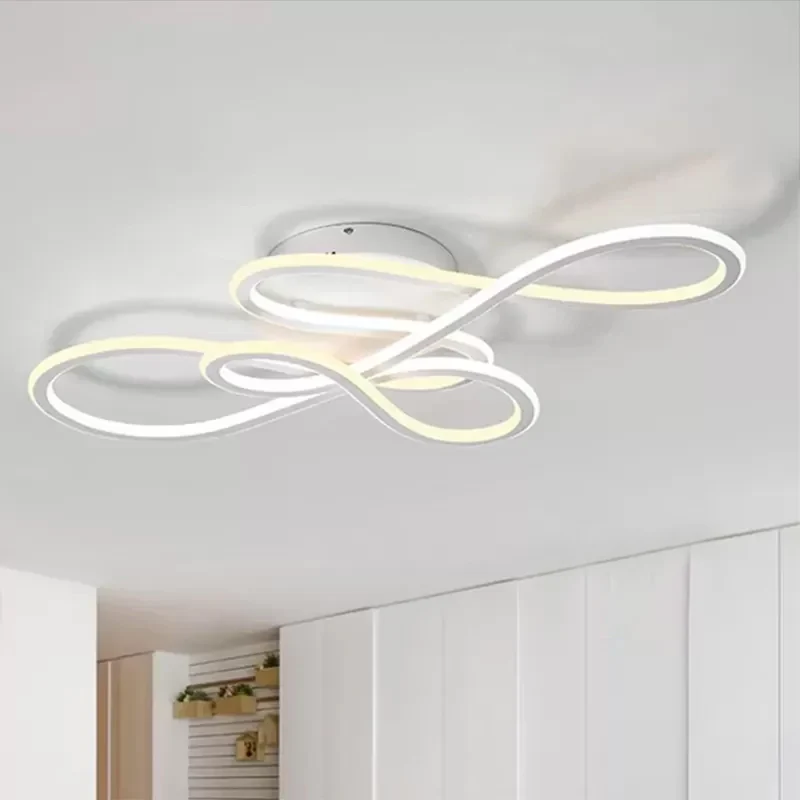 31,5"/39" brede gedraaide semi-inbouwlamp moderne acryl LED woonkamer plafondlamp binnen warm buiten wit / binnen wit buit...