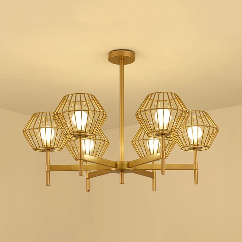 31,5"/39" brede gouden kooi kroonluchter hanger traditionele ijzeren 6/8-koppige plafondlamp Clearhalo
