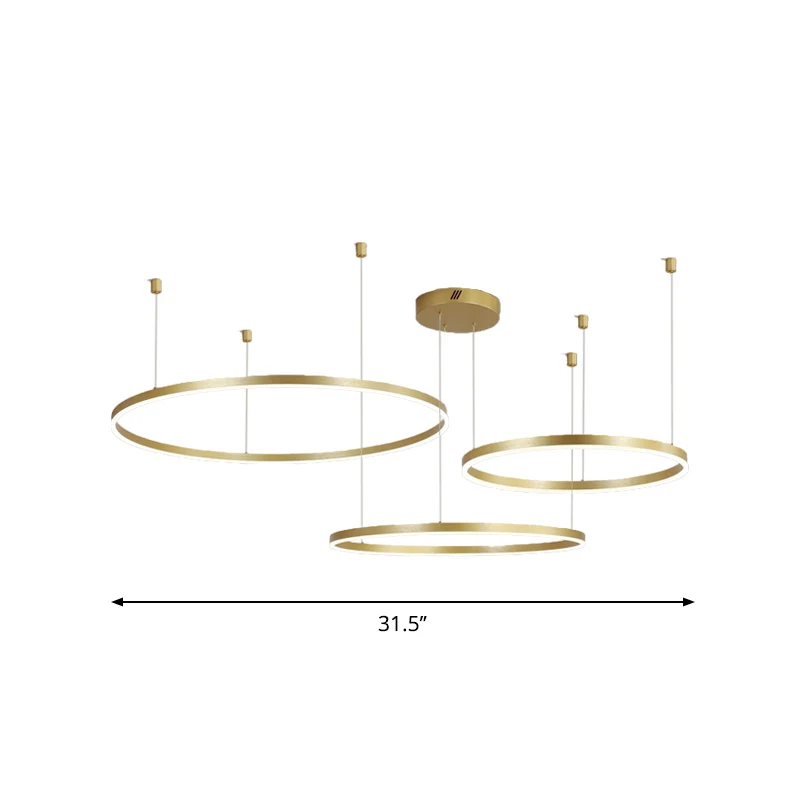 3/4/5 gelaagde hoepel metalen kroonluchter postmoderne stijl gouden LED hangende plafondlamp voor woonkamer Clearhalo