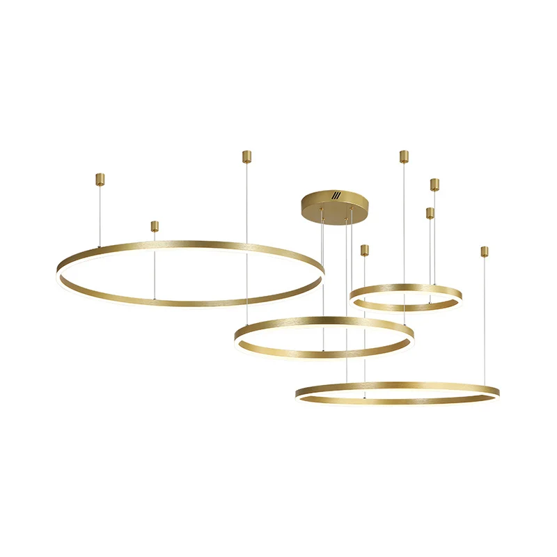 3/4/5 gelaagde hoepel metalen kroonluchter postmoderne stijl gouden LED hangende plafondlamp voor woonkamer Clearhalo
