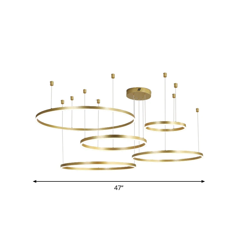 3/4/5 gelaagde hoepel metalen kroonluchter postmoderne stijl gouden LED hangende plafondlamp voor woonkamer Clearhalo
