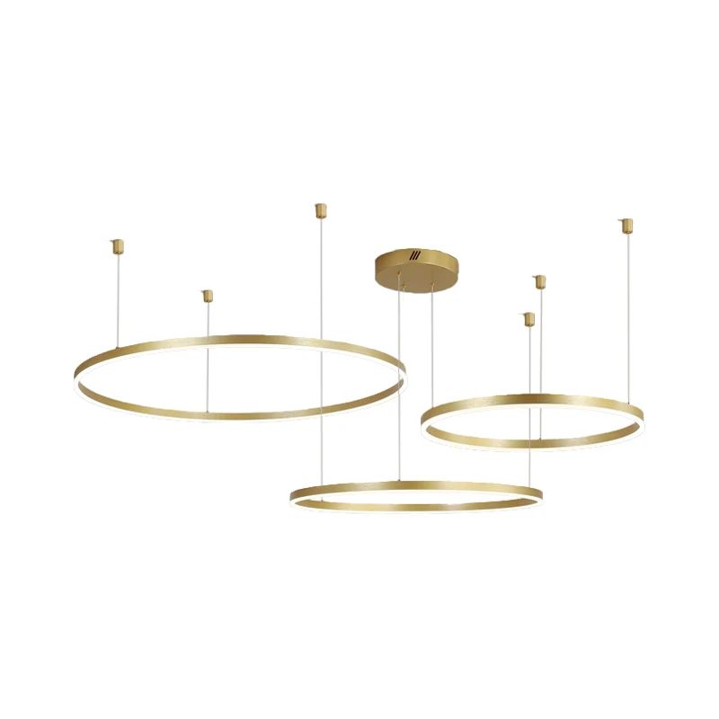 3/4/5 gelaagde hoepel metalen kroonluchter postmoderne stijl gouden LED hangende plafondlamp voor woonkamer Clearhalo