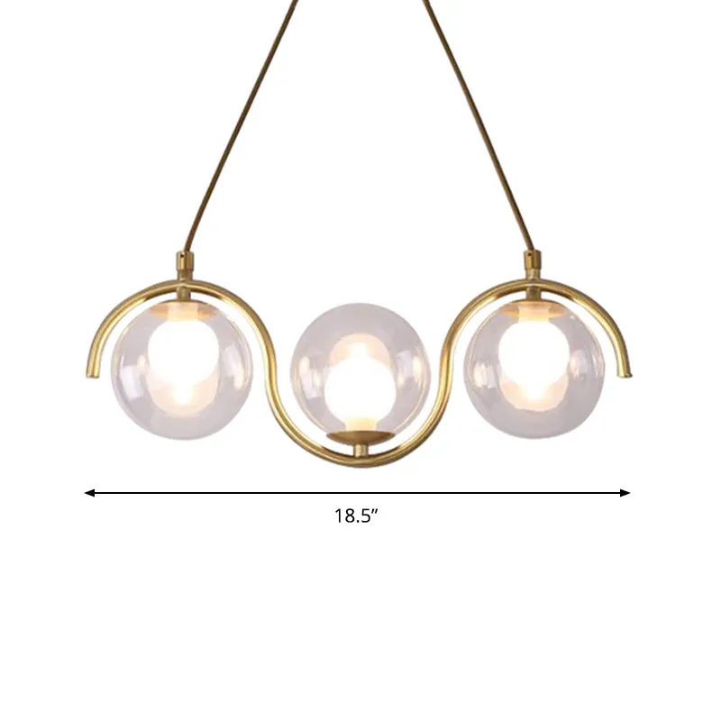 3/5/7 lichten woonkamer kroonluchter met bal helder glazen kap post modernistische gouden led hangende plafondlamp Clearhalo