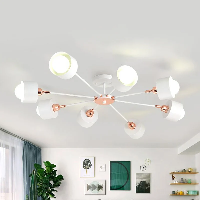 3/6/8 lampen cilinder semi-inbouwlamp Scandinavische stijl metaal zwart/wit semi-inbouw plafondlamp Clearhalo