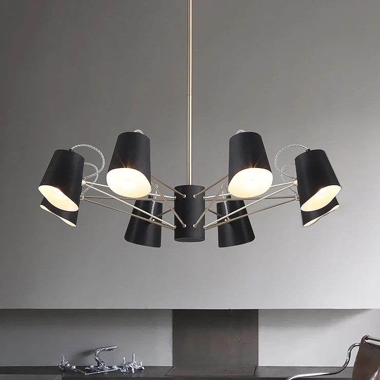 3/6/8 lampen emmer kroonluchter licht eigentijds metaal zwart hanglamp voor woonkamer Clearhalo