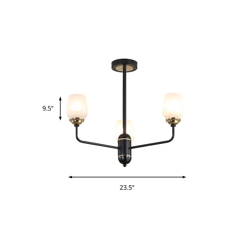 3/6/8 lampen helder glazen hangende kroonluchter traditionele zwarte bekervorm woonkamer hanglamp Clearhalo