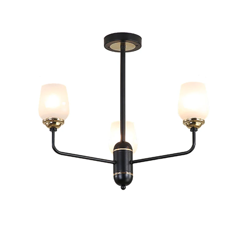 3/6/8 lampen helder glazen hangende kroonluchter traditionele zwarte bekervorm woonkamer hanglamp Clearhalo