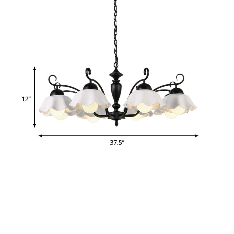 3/6/8 lampen plafondlamp met geschulpte kap keramische traditionele eetkamer kroonluchter hanglamp zwart Clearhalo