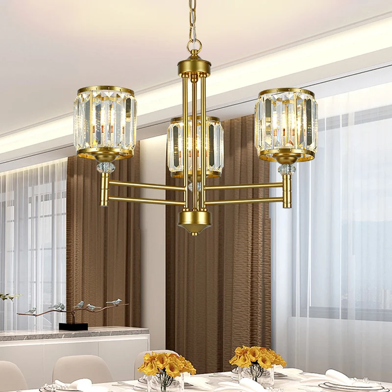 3/6/8 lampen Radiaal hangende kroonluchter Hedendaagse kristallen hanglamp messing voor slaapkamer Clearhalo