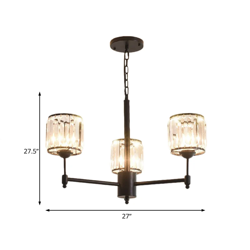 3/6/8 lampen radiale hangende kroonluchter hedendaagse kristallen hanglamp zwart voor slaapkamer Clearhalo