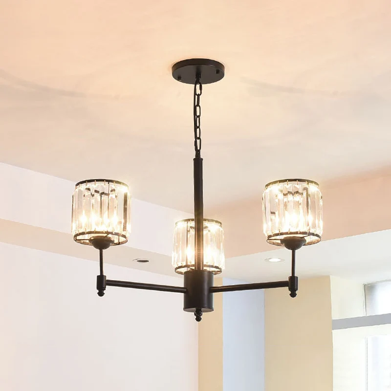 3/6/8 lampen radiale hangende kroonluchter hedendaagse kristallen hanglamp zwart voor slaapkamer Clearhalo
