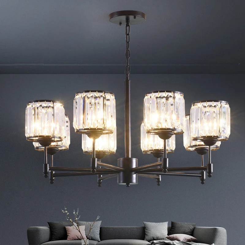 3/6/8 lampen radiale hangende kroonluchter hedendaagse kristallen hanglamp zwart voor slaapkamer Clearhalo