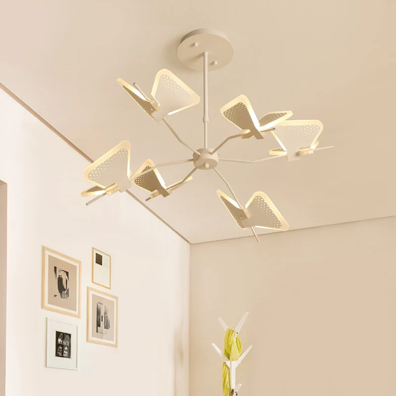 3/6/8 lampen slaapkamerkroonluchter met vlinder acryl kap goud/wit hangende plafondhanger Clearhalo