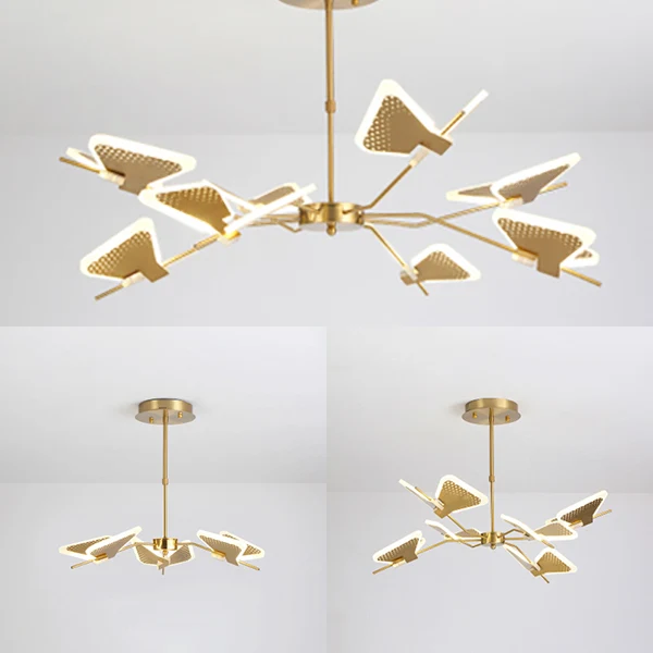 3/6/8 lampen slaapkamerkroonluchter met vlinder acryl kap goud/wit hangende plafondhanger Clearhalo
