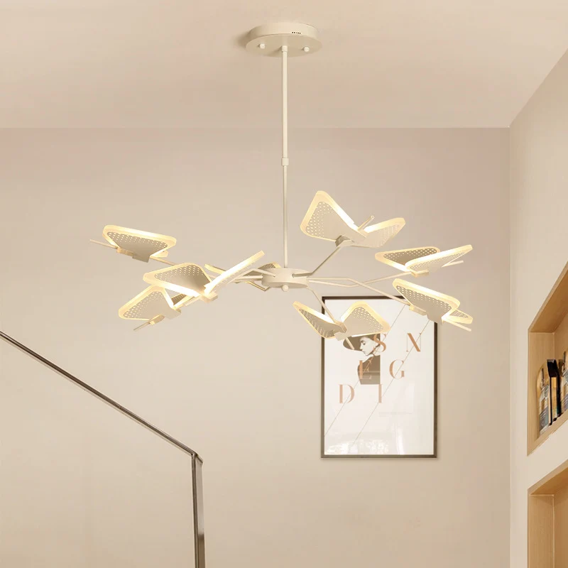 3/6/8 lampen slaapkamerkroonluchter met vlinder acryl kap goud/wit hangende plafondhanger Clearhalo