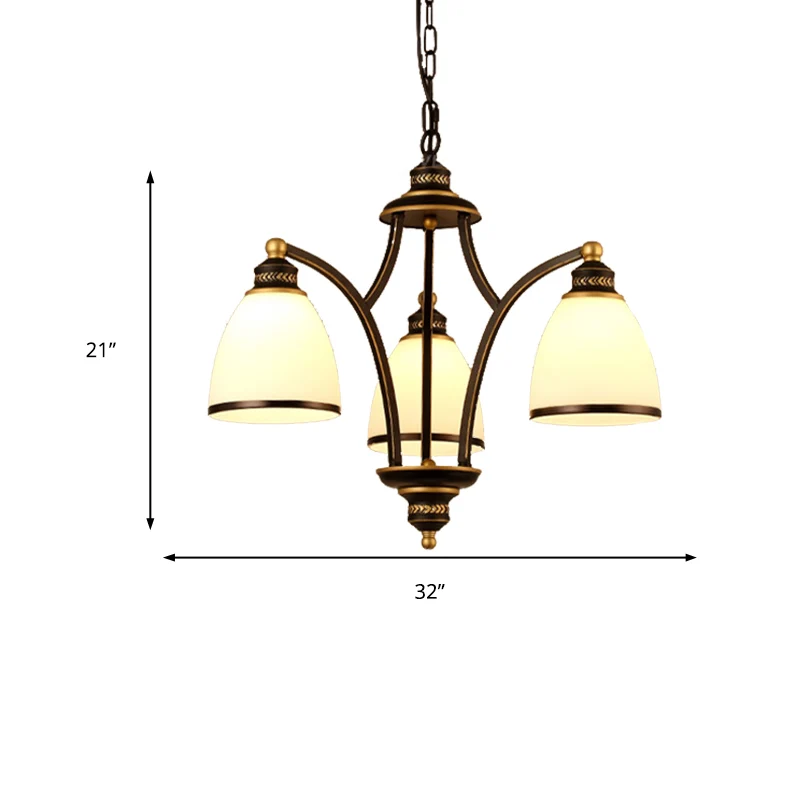 3/6/8 lampen taps toelopende kroonluchter licht traditioneel zwart matglas hangend plafondarmatuur voor gang Clearhalo