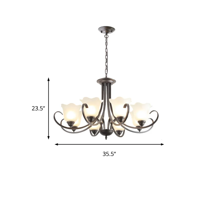 3/6/8 lichts uitlopende kroonluchter traditionele tinnen matglazen hanglamp voor woonkamer Clearhalo