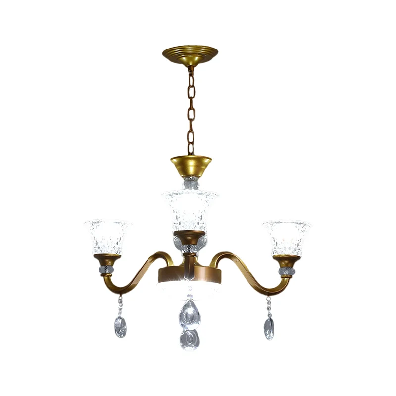 3/6/8-koppige klokvormige hangende kroonluchter Traditionele gouden afwerking Heldere kristallen glazen hanger voor salon...