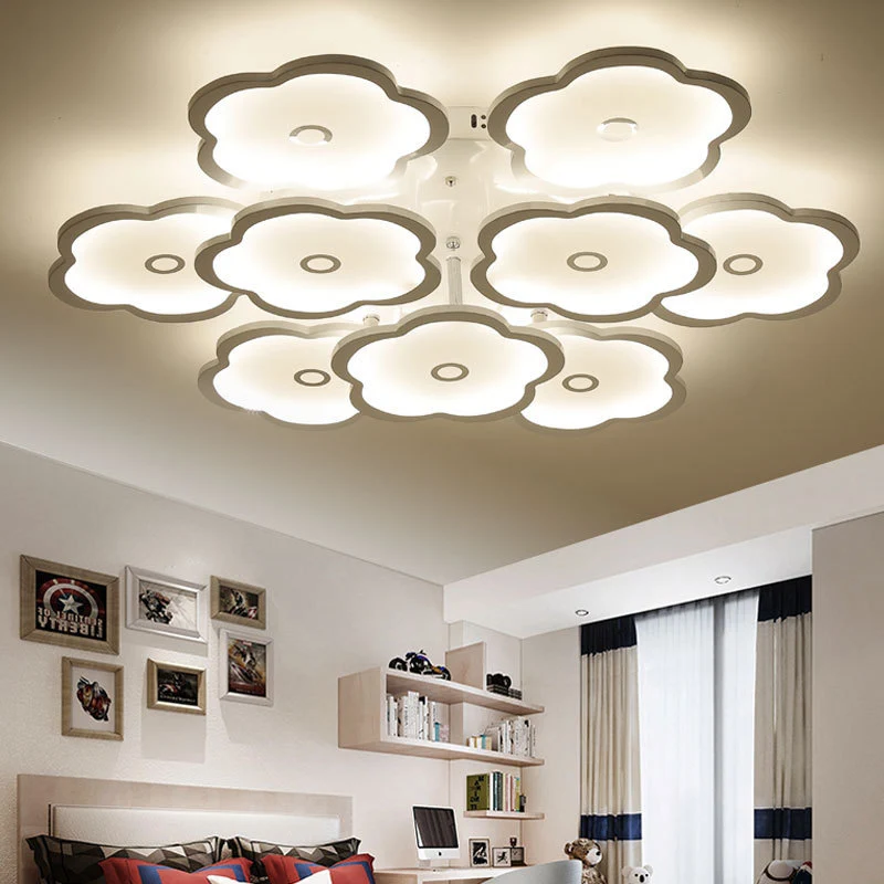 3/6/9 koppen Unieke bloemplafondarmatuur Moderne ijzeren acryl witte plafondlampen voor binnen Clearhalo