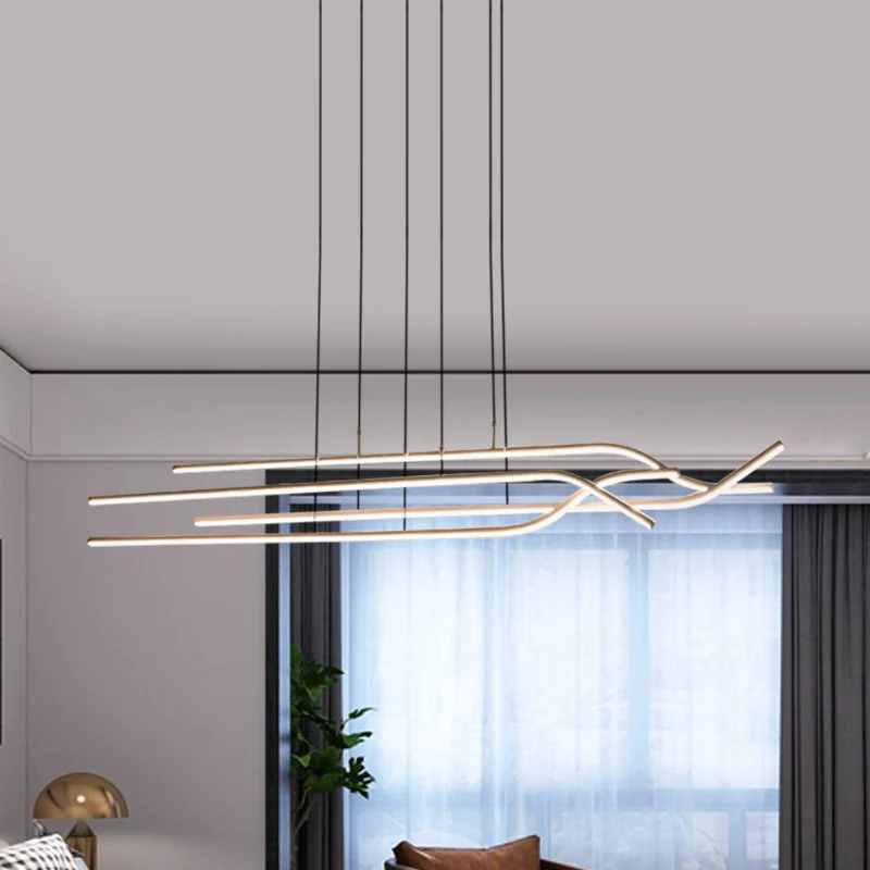 39"/47" brede eenvoudige stripkroonluchter acryl LED eetkamer plafondhanger warm/wit/natuurlijk licht Clearhalo