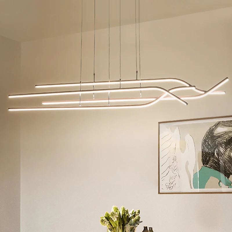 39"/47" brede eenvoudige stripkroonluchter acryl LED eetkamer plafondhanger warm/wit/natuurlijk licht Clearhalo