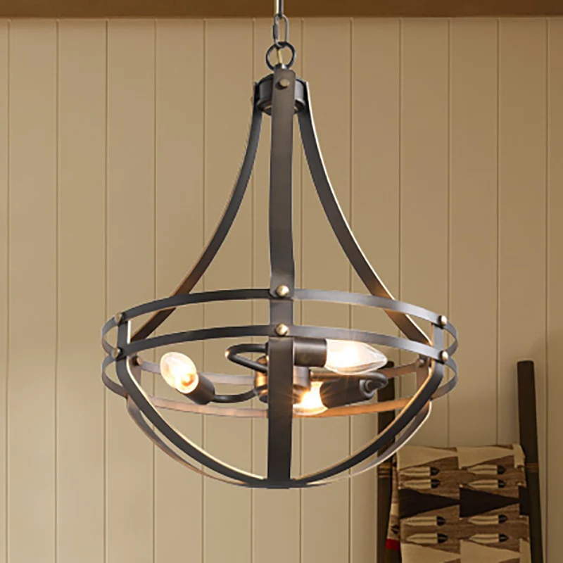 3-hoofds foyer hangende kroonluchter lichte vintage stijl zwarte hanglamp met komkooi metalen kap Clearhalo