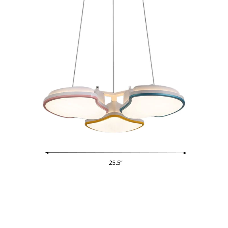 3-koppige hanglamp voor kinderslaapkamer met bladmetalen kap, veelkleurige hangende LED-hanglamp Clearhalo