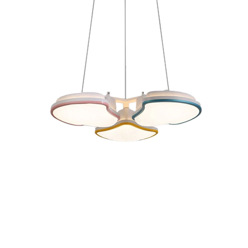 3-koppige hanglamp voor kinderslaapkamer met bladmetalen kap, veelkleurige hangende LED-hanglamp Clearhalo