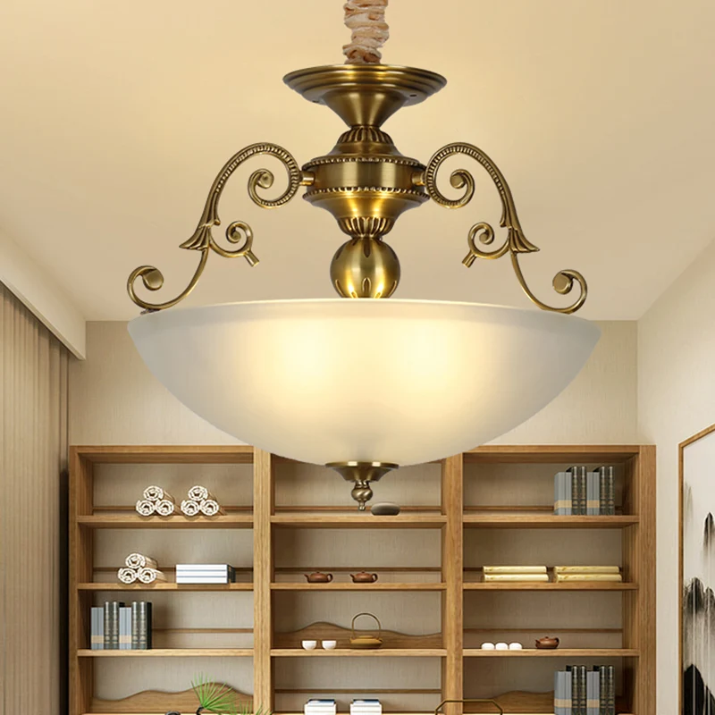 3-kops kroonluchter licht retro kom matglas hanger verlichtingsarmatuur goud Clearhalo