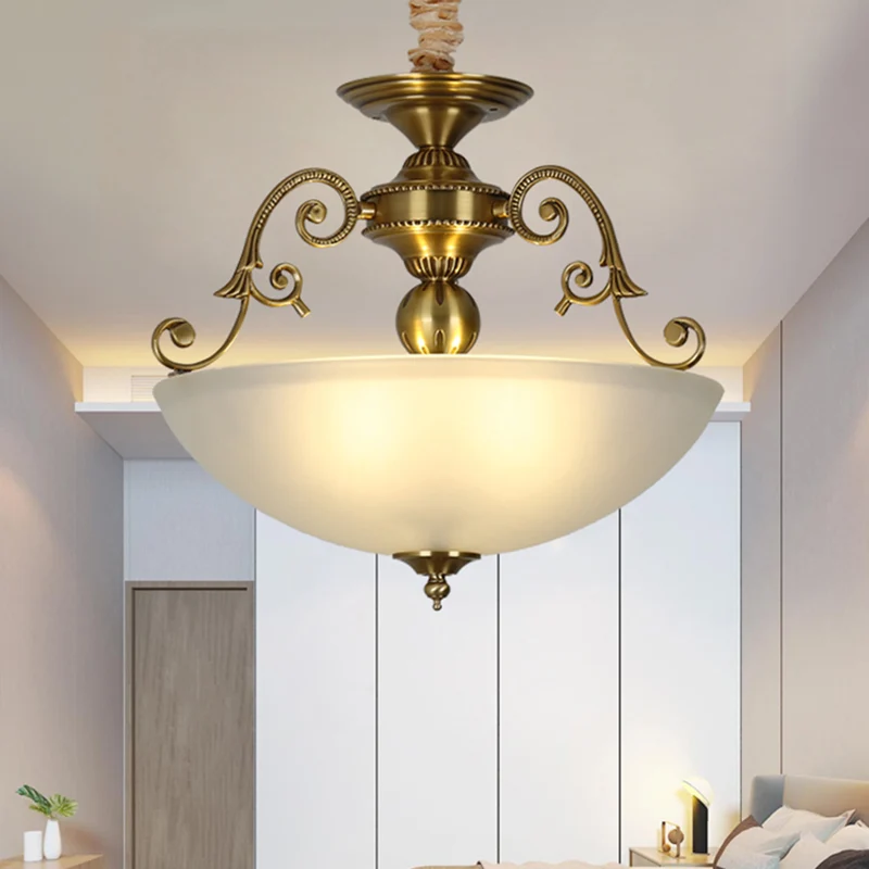 3-kops kroonluchter licht retro kom matglas hanger verlichtingsarmatuur goud Clearhalo