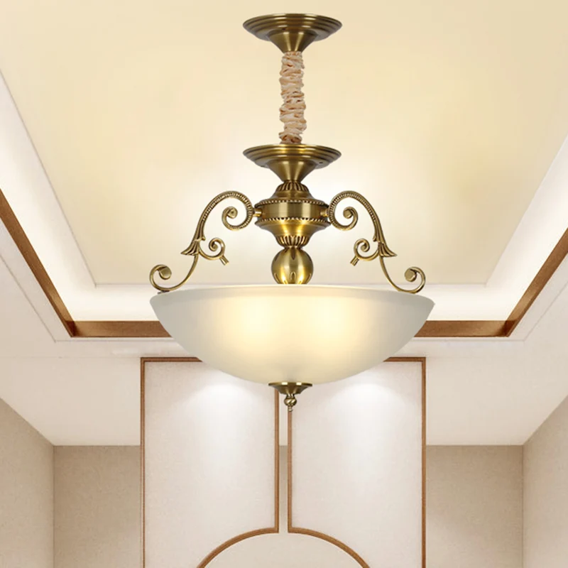 3-kops kroonluchter licht retro kom matglas hanger verlichtingsarmatuur goud Clearhalo