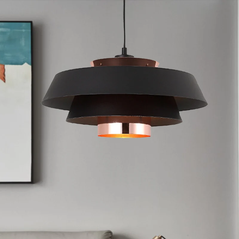3-laags hanglamp, eigentijds metaal, 1 lamp, eetkamerplafondlamp zwart/wit Clearhalo