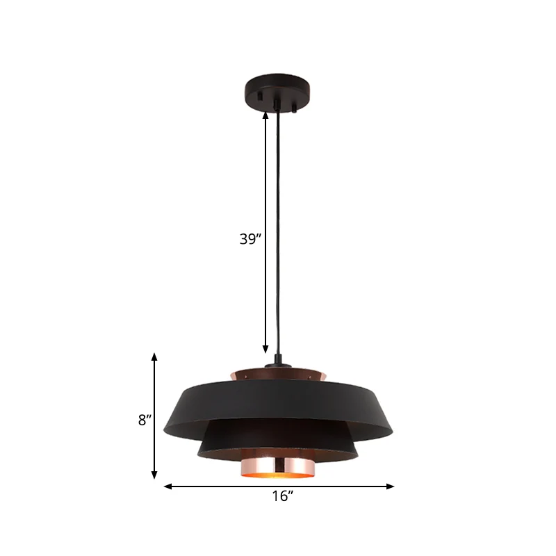 3-laags hanglamp, eigentijds metaal, 1 lamp, eetkamerplafondlamp zwart/wit Clearhalo