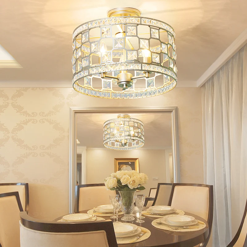 3-lampen cilinder semi-inbouwlicht traditioneel helder glazen plafondgemonteerd armatuur zilver/goud voor eetkamer Clearhalo