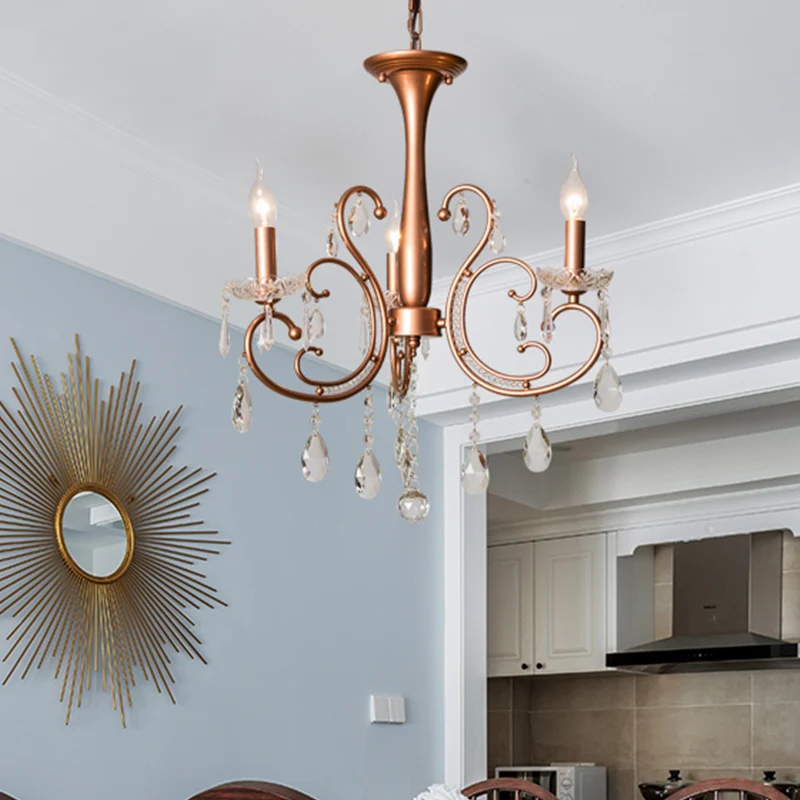 3-lamps kroonluchter lichtarmatuur traditionele gewervelde arm draperende kristallen regendruppel hanglamp voor lobby kope...