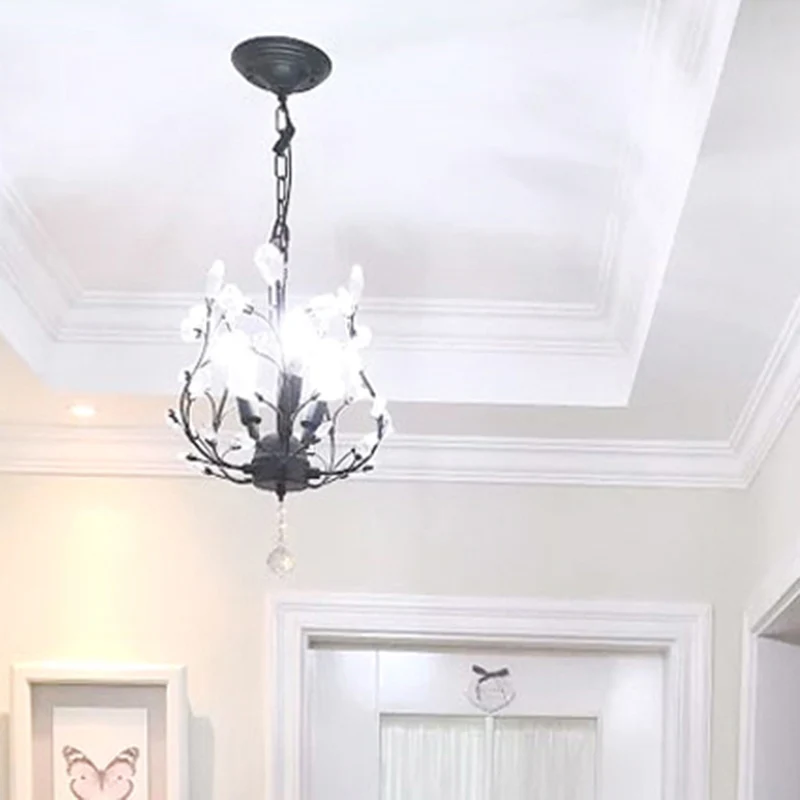 3-lamps takvormige hanglamp landelijke afgeschuinde kristallen plafondkroonluchter voor foyer Clearhalo