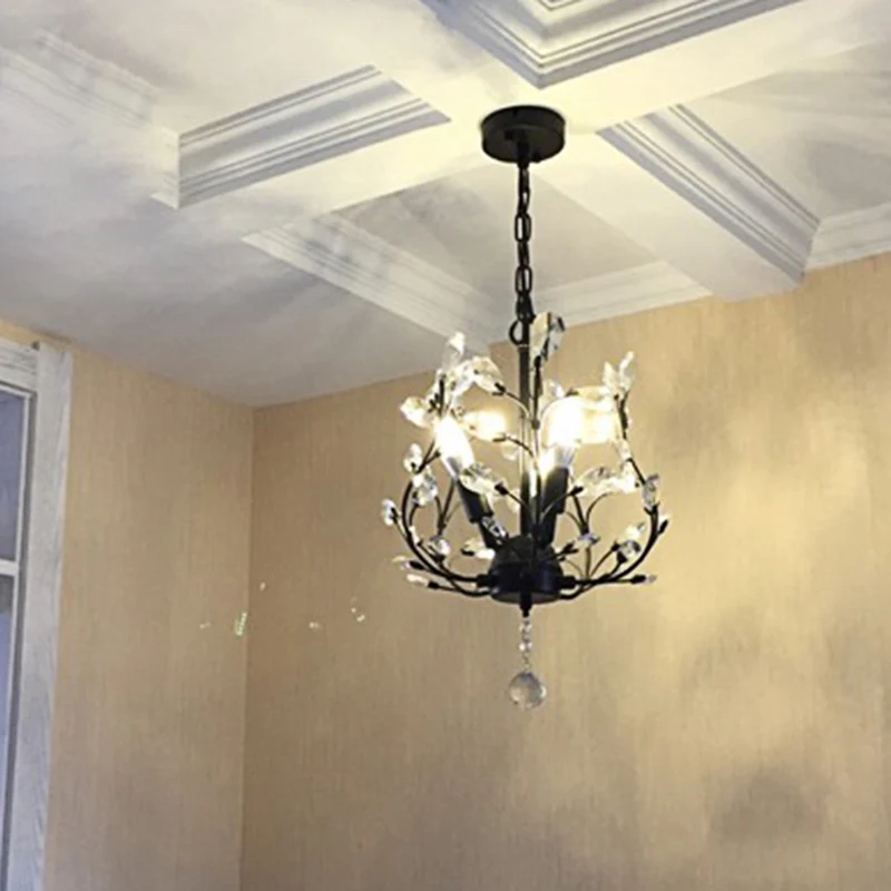 3-lamps takvormige hanglamp landelijke afgeschuinde kristallen plafondkroonluchter voor foyer Clearhalo